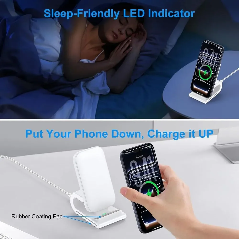15W Fast Wireless Charger Stand for Samsung Z Fold 8 Flip 8 S26 Ultra Pixel 10